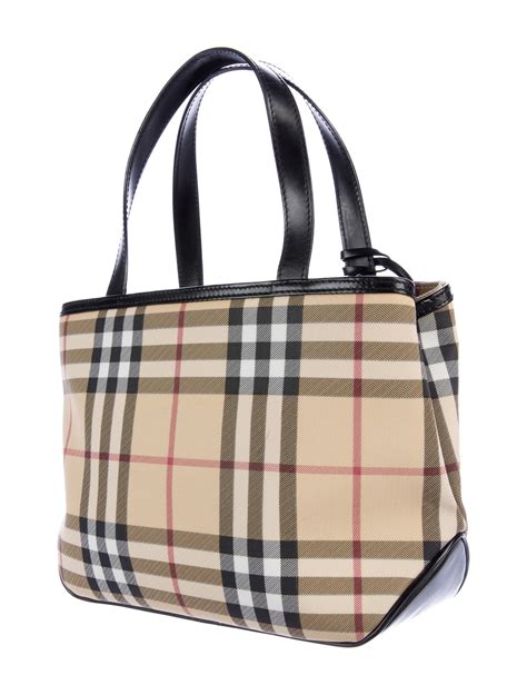 burberry small nova tote used canvas black handles|Burberry Nova Check Handbag for sale .